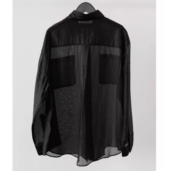 NEW No.6 Ilya Shirt - Black Noir Semi Sheer  Buttondown Retro - Picture 7 of 11